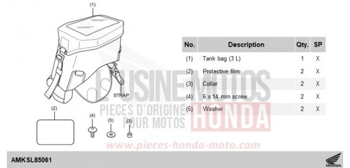 KIT,TANK BAG(4.5L) NT1100DES de 2025